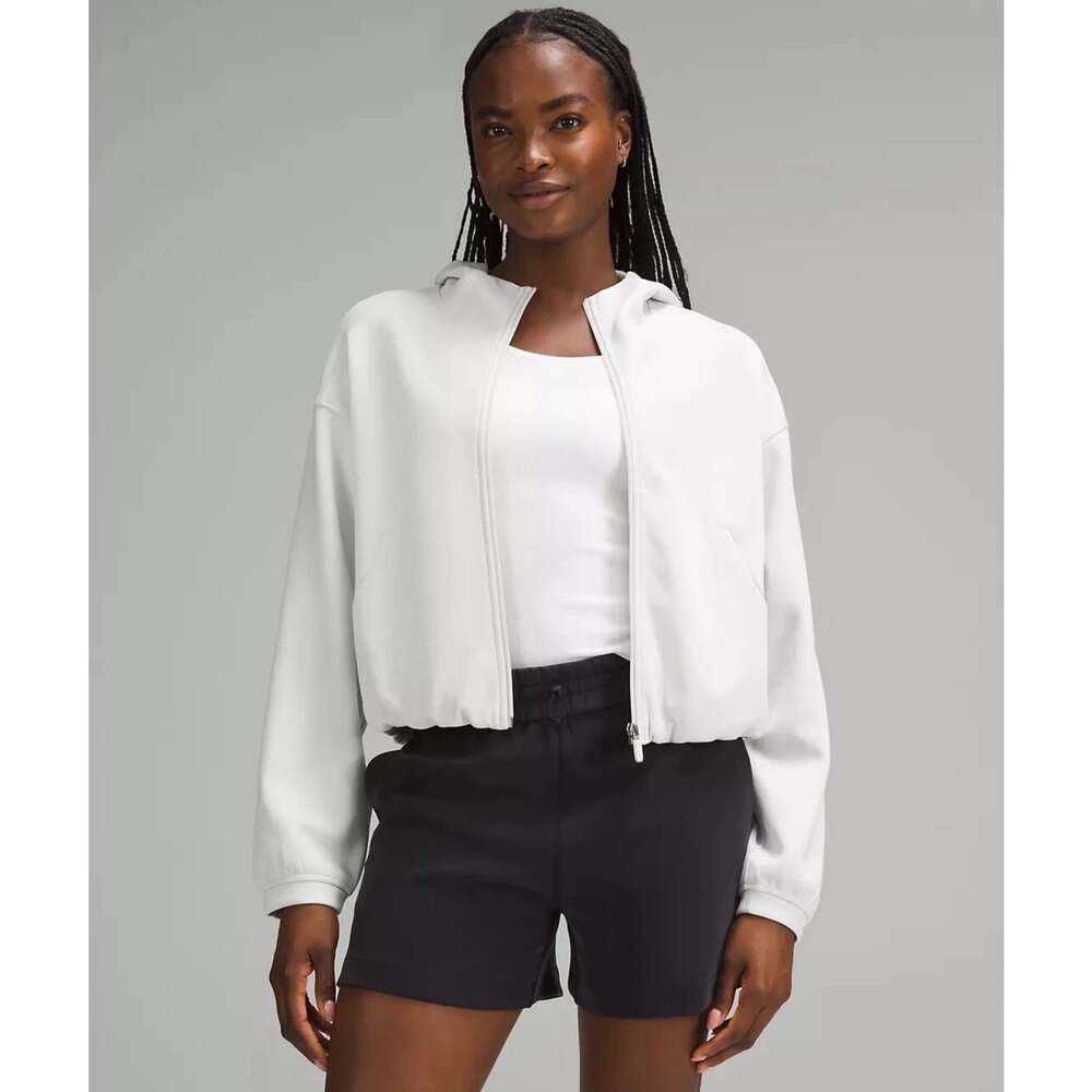 Lululemon Softstreme Full Zip Hoodie Off White Size 6 Cropped Jacket EUC